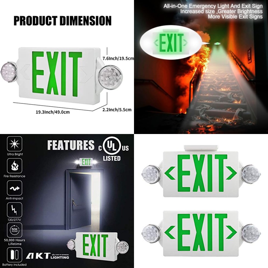 Emergency Exit Sign - Notausgangsleuchte, verstellbare Ausgangsleuchte mit zwei LED-Köpfen,