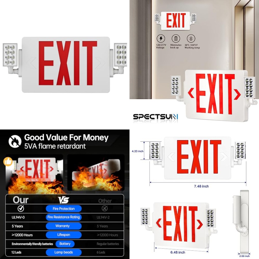 Spectsun 1er-Pack Notausgangss – Emergency Exit Sign Bewertung und Preis